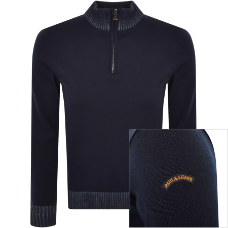 Paul And Shark Half Zip Moon Badge Jumper Navy Mainline Menswear